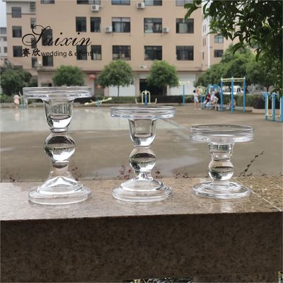Wholesale chic cheap gray glass candle holder for wedding decoration