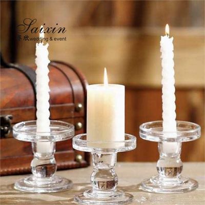 Wholesale chic cheap gray glass candle holder for wedding decoration