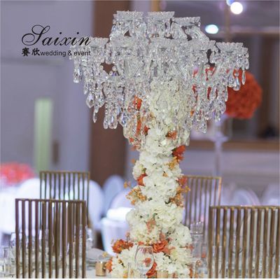 Decoração de mesa de luxo 18 braços lustres de cristal completo candelabra para peças centrais de casamento