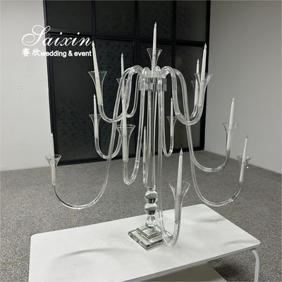 Central de casamento de luxo Cristal de vidro de grande ramificação Candeeiras para decoração de mesa