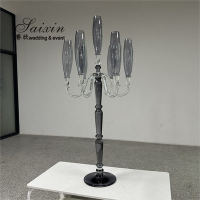 ZT-593B Saixin grande 7 braços cristal candelabro chic cinza de fumaça colorido para centrais de casamento