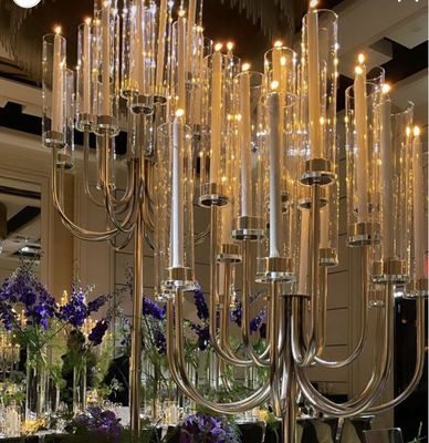 Fábrica Custom 20 Arms Gold Metal Candelabra Para Decoração de Eventos