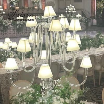 Candelarba de cristal com porta-velas de sombra para centrais