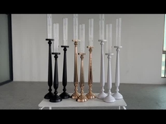Fábrica de costumes diferentes cores frascos de vidro candelabros de metal alto para peças centrais de casamento