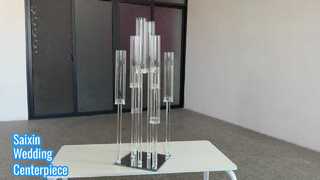 Fábrica diretamente mais barato 8 braços Crystal Candlesitck para decoração de mesa central de casamento